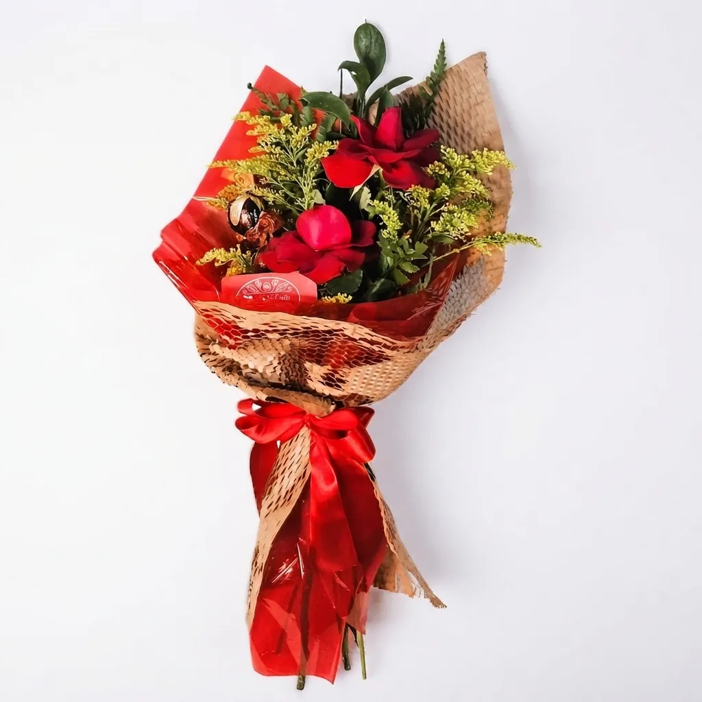 Buquê Pequeno com 2 Rosas e 2 Trufas