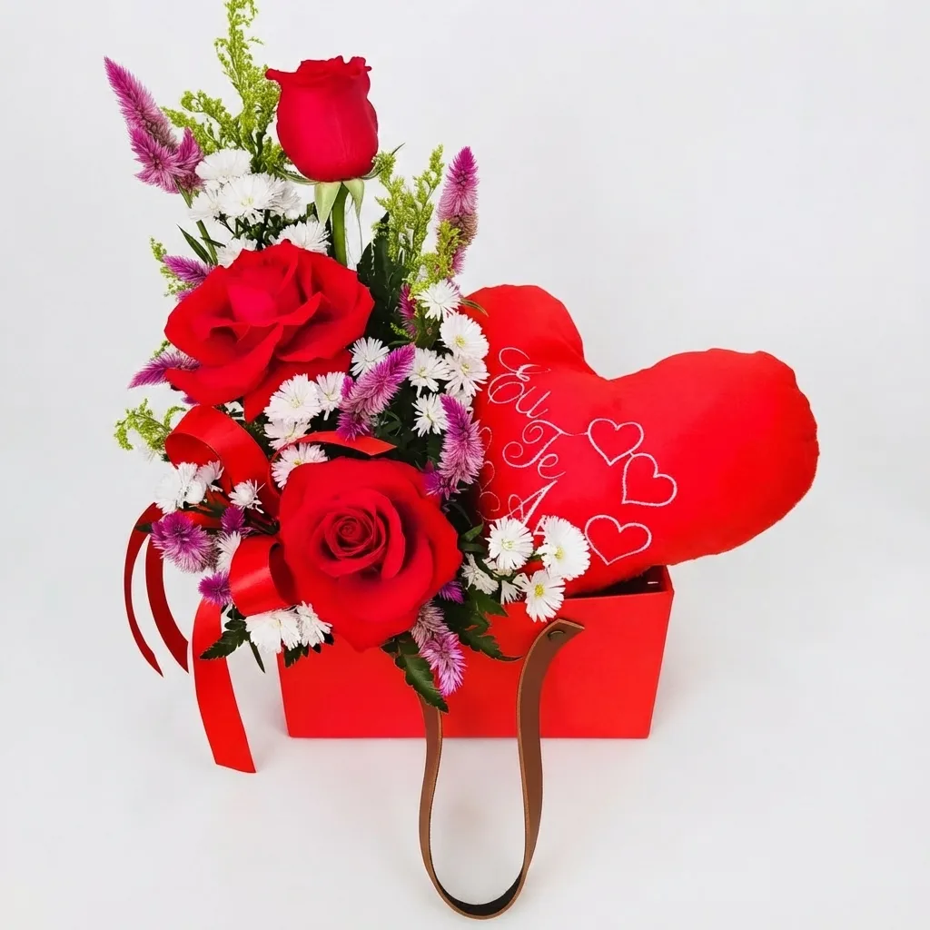 Sacola Luxo Pequena Arranjo 3 Rosas
