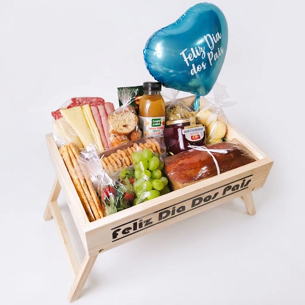 Bandeja Café na Cama G de Presente com Frase Personalizada Balão P Completa