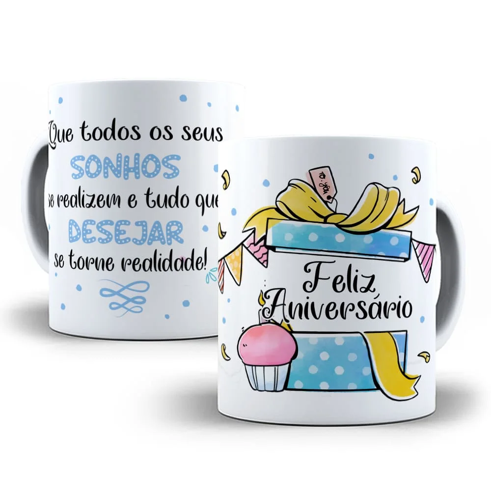 Caneca Cerâmica Feliz Aniversário