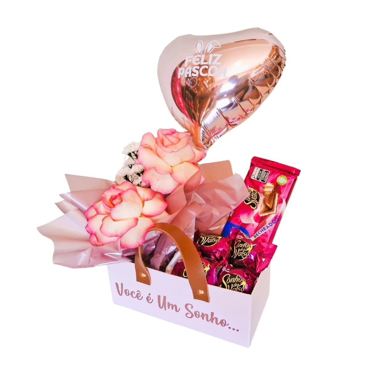 Cesta de Chocolates e Rosas Você é Um Sonho