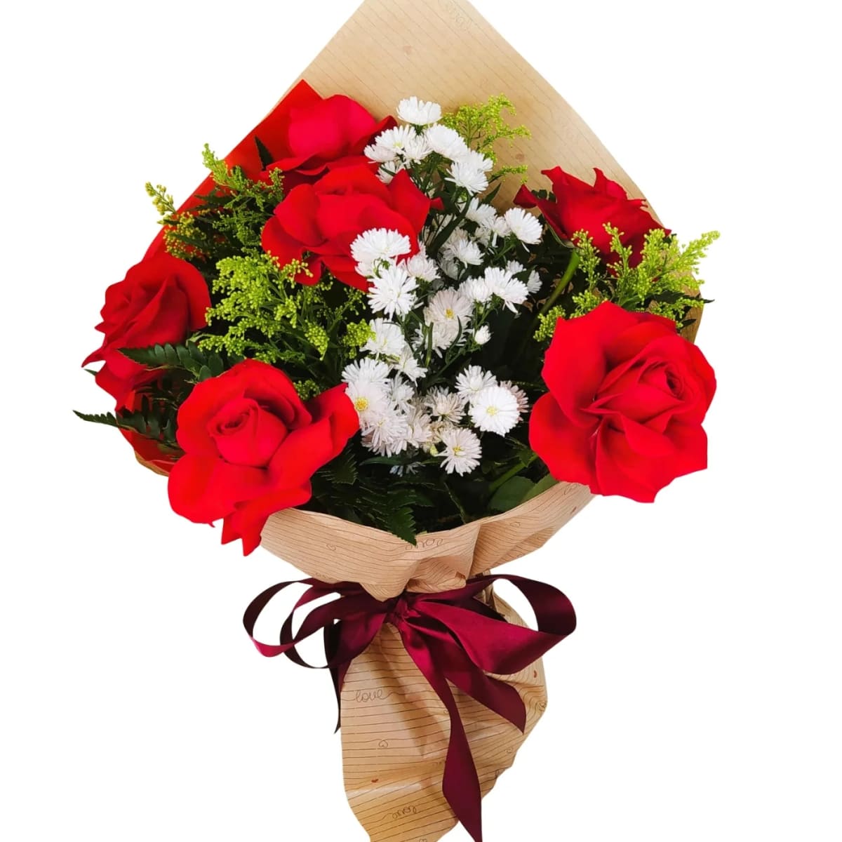 Buquê de 6 Rosas e Acompanhamentos